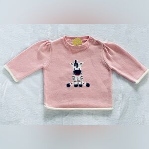 Gymboree SOCK MONKEY & FRIENDS ZEBRA pink sweater baby girl 3-6 MOS NWT VINTAGE